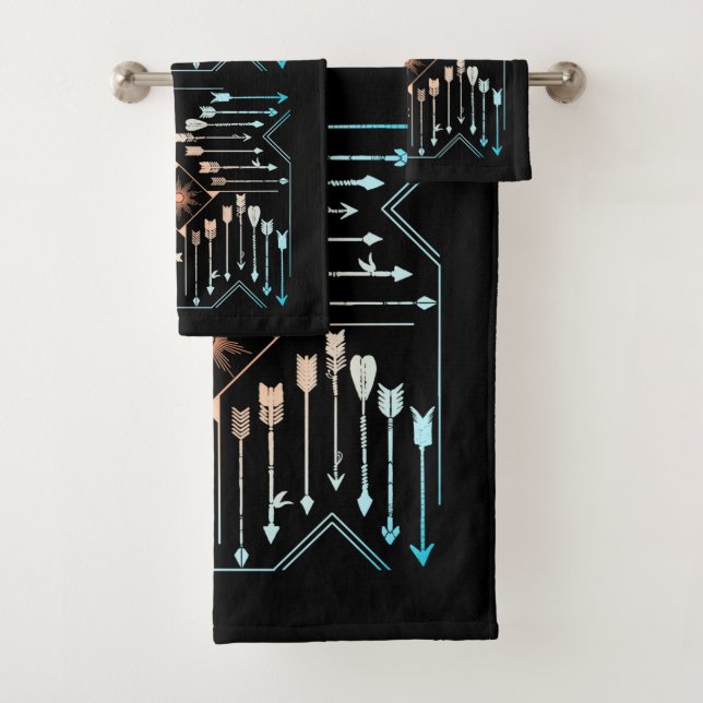 Boho Arrows and Sun V1 ID748 Bath Towel Set (Insitu)