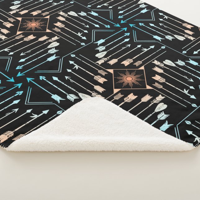 Boho Arrows and Sun V1 ID748 Sherpa Blanket (3/4)