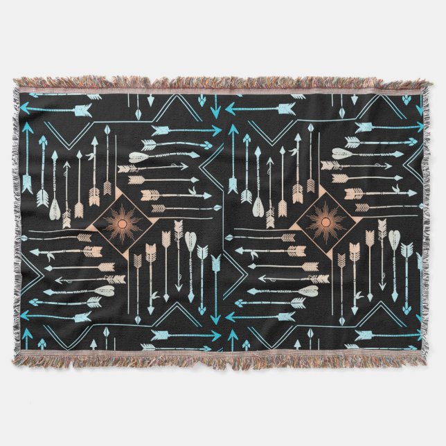 Boho Arrows and Sun V1 ID748 Throw Blanket (Front)
