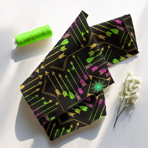 Boho Arrows and Sun V3 Neon Black ID748 Fabric