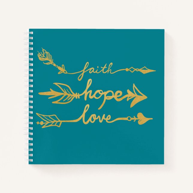 Boho Arrows Faith, Hope, Love Notebook (Front)