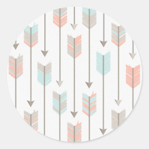 Boho Arrows Pattern Classic Round Sticker