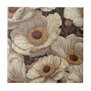 Boho Art Deco Anemones Tiles For Artful Floors