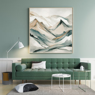boho art Minimalist landscape mountains Poster