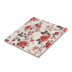 Boho Art Nouveau Rose Tiles  For Living Spaces