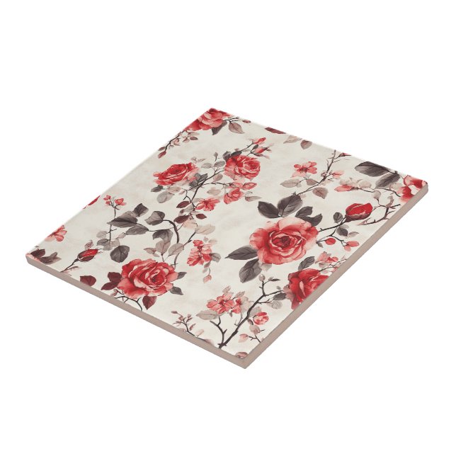 Boho Art Nouveau Rose Tiles  For Living Spaces (Side)