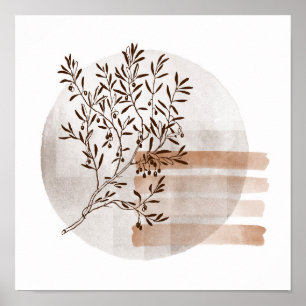Boho Art Style Foliage Poster