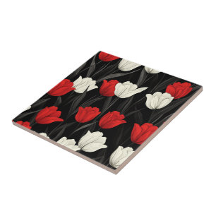 Boho Art Tulip Ceramic Tiles For Indoor Flooring