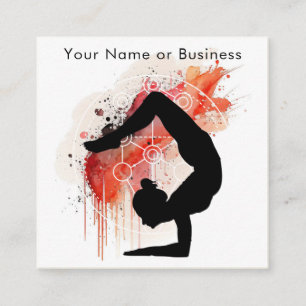 Boho Artful Yoga Tree of Life Sacred Geometry Square Business Card