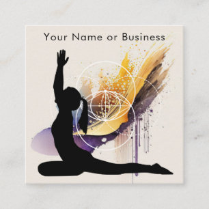 Boho Artful Yoga Vesica Pisces Sacred Geometry Square Business Card