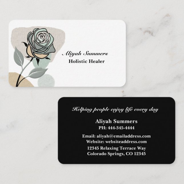 Boho Artistic Rose Meditative Business Card (Front/Back)