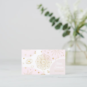 Boho Astrology Gold Celestial Pattern Business Card