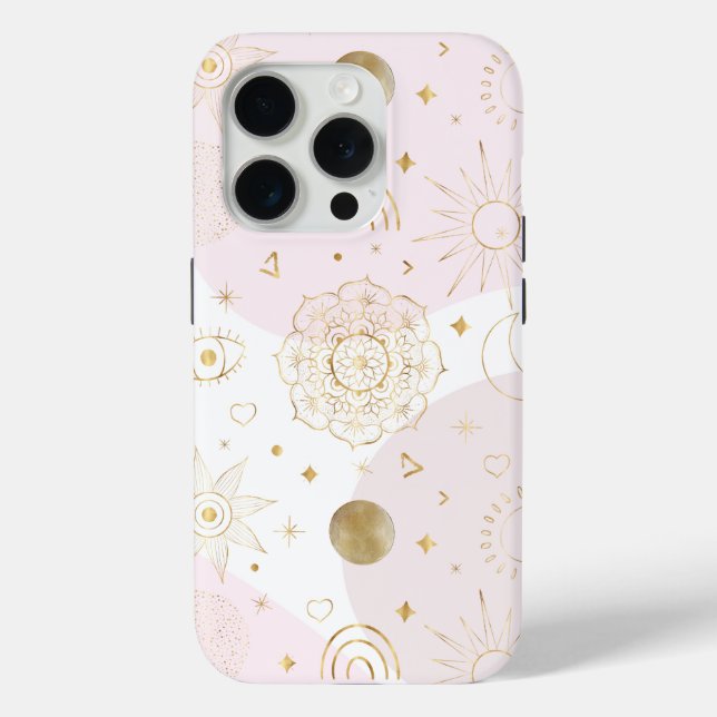 Boho Astrology Gold Celestial Pattern Case-Mate iPhone Case (Back)
