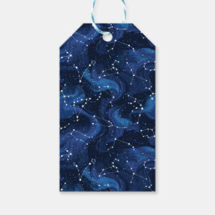 Boho Astrology Zodiac sign pattern on blue Gift Tags