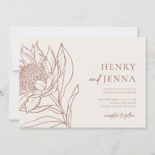 Boho Australian Native Waratah Protea Invitation