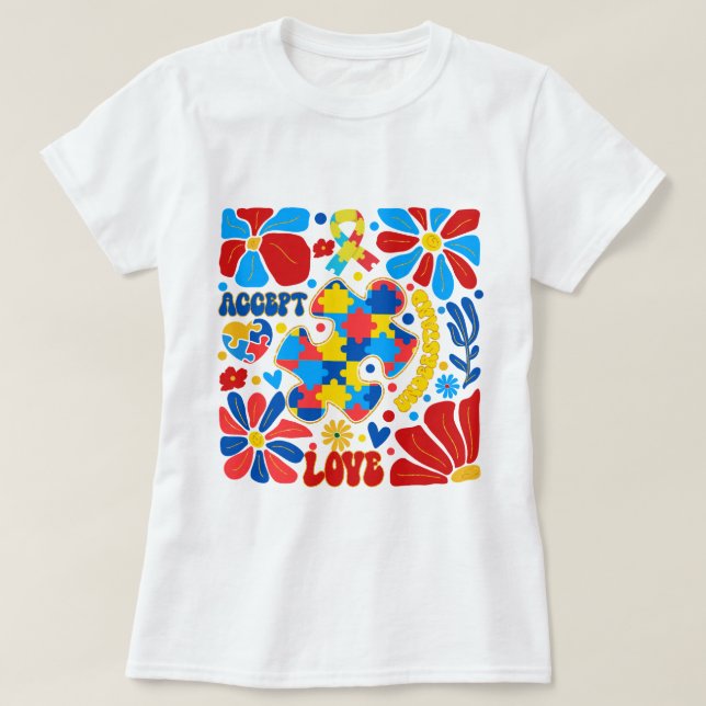 Boho Autism Awareness T-Shirt (Design Front)