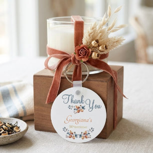 Boho Autumn 50th Birthday Thank You Keychain