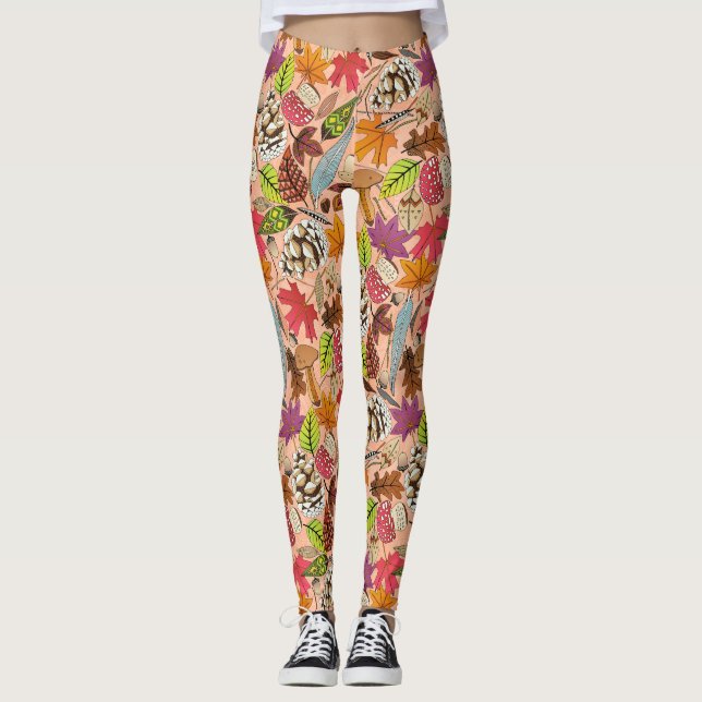 boho autumn apricot leggings (Front)