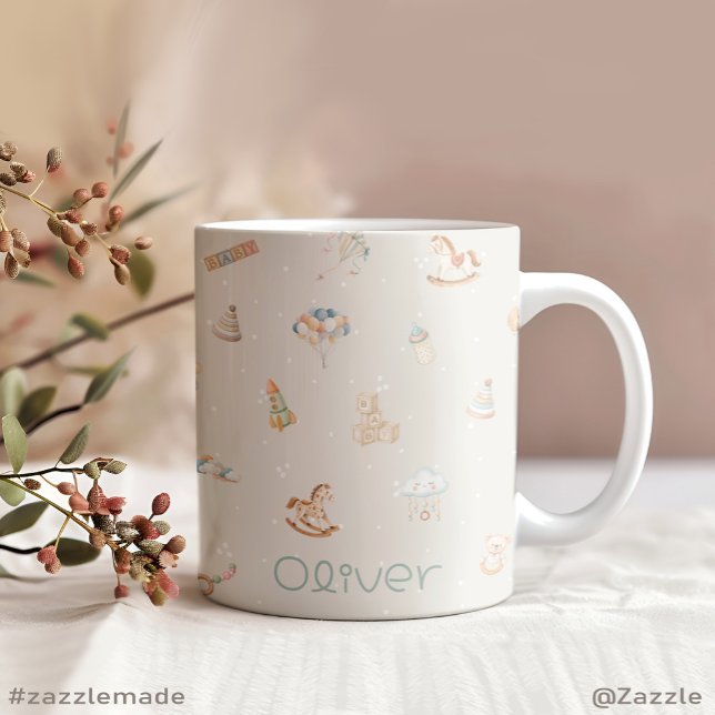 Boho Autumn Baby Shower Personalised  Large Coffee Mug (Boho Autumn Baby Shower Personalized Giant Coffee Mug)