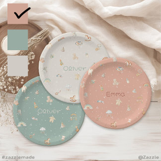 Boho Autumn Baby Shower Personalised Paper Plate