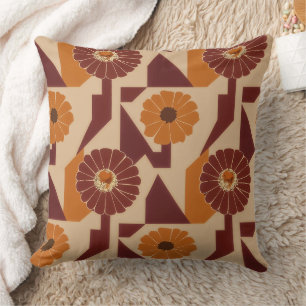 Boho Autumn Botanical Floral Pattern Cushion