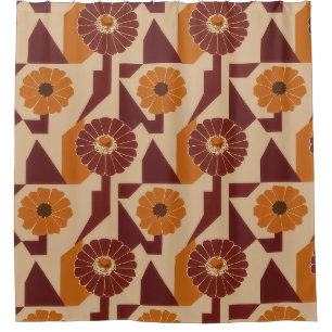 Boho Autumn Botanical Floral Pattern Shower Curtain