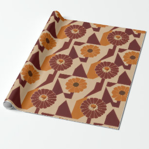 Boho Autumn Botanical Floral Pattern Wrapping Paper