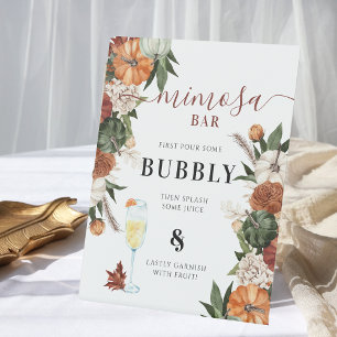 Boho Autumn Bridal Shower Mimosa Bar Pedestal Sign