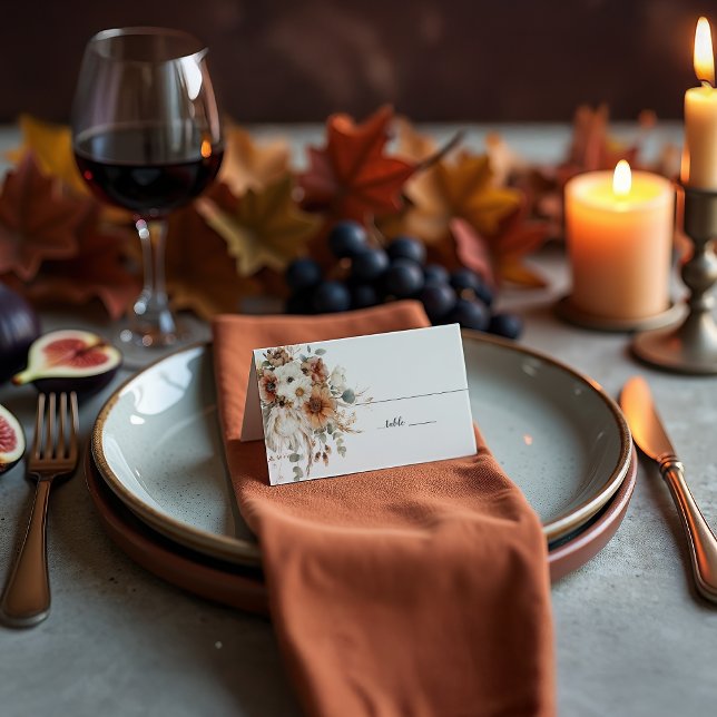 Boho Autumn Dried Flowers | Place Card (Creator Uploaded)