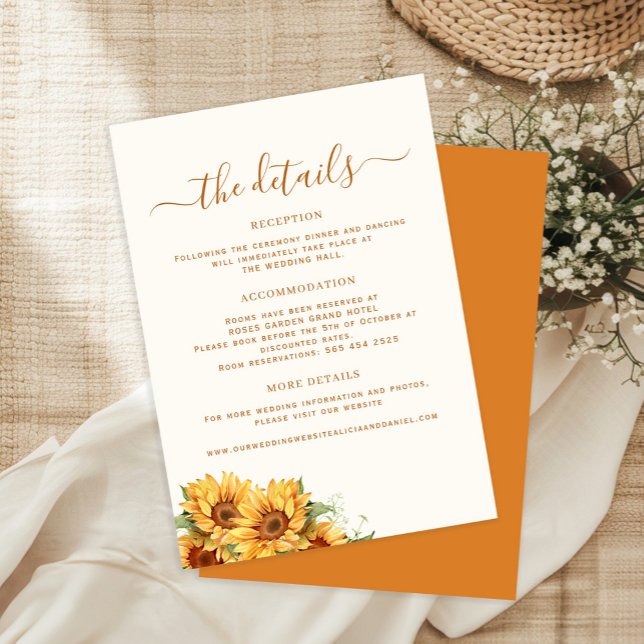 Boho autumn fall floral wedding guest details enclosure card (Creator Uploaded)