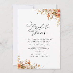 boho autumn fall florals bridal shower invitation