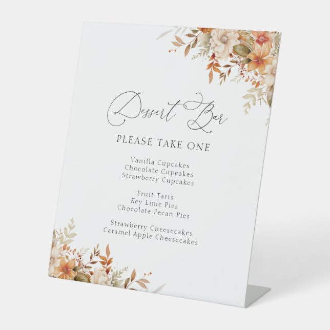 boho autumn fall florals dessert bar sign (Front)