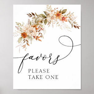 boho autumn fall florals favors sign