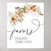 boho autumn fall florals favours sign