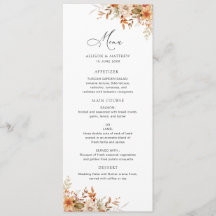 boho autumn fall florals wedding menu