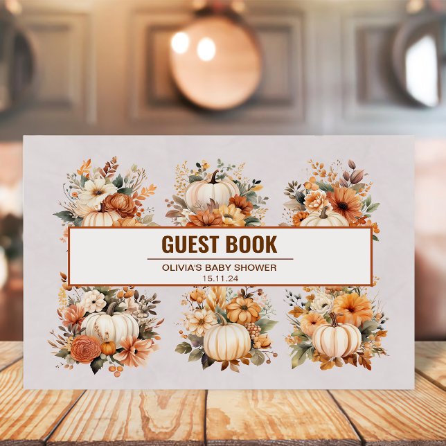 Boho Autumn Fall Pumpkin Pattern Guest Book (Creator Uploaded)