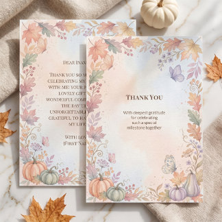 Boho Autumn Flat Thank You Card