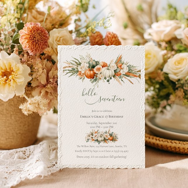 Boho Autumn Floral Arrangement Birthday Invitation (Creator Uploaded)