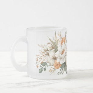 Boho Autumn Floral Arrangement Frosted Glass Coffee Mug
