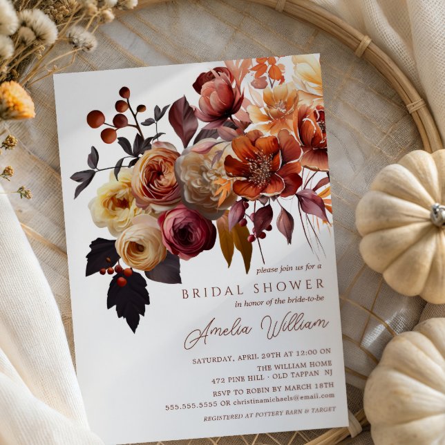 Boho Autumn Floral Bridal Shower  Invitation (Creator Uploaded)