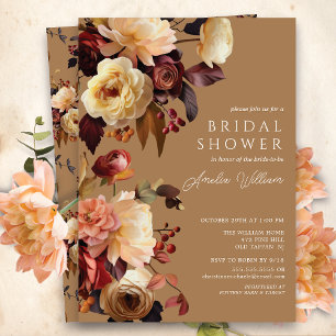 Boho Autumn Floral Bridal Shower Invitation