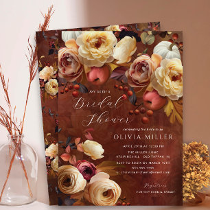 Boho Autumn Floral Bridal Shower  Invitation