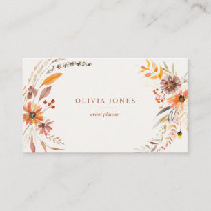 Boho Autumn Floral Business Card