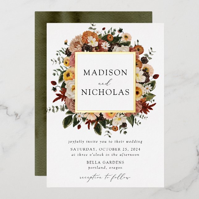 Boho Autumn Floral Frame Wedding (Front/Back)