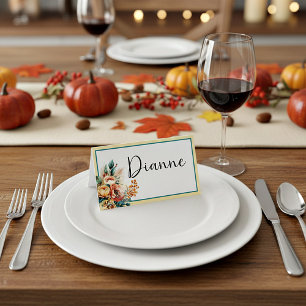 Boho autumn floral place card