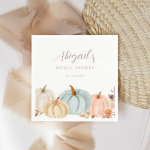 Boho Autumn Floral Pumpkin Bridal Shower Napkin