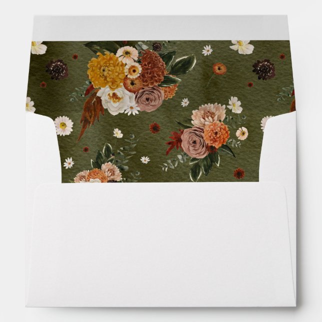 Boho Autumn Floral Return Address Envelope (Back (Bottom))