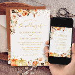 Boho Autumn Floral Terracotta Gold Pumpkin Wedding Invitation<br><div class="desc">Embrace the beauty of autumn with this Autumn Floral Wedding Invitation! This exquisite invitation features a captivating blend of bohemian floral elements, warm terracotta hues, and elegant gold accents, creating a truly enchanting and romantic design. Whether you're planning an outdoor garden wedding or an intimate autumn celebration, this invitation sets...</div>