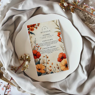 Boho Autumn Floral Wedding Enclosure Card