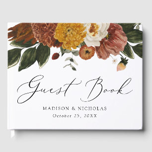 Boho Autumn Floral Wedding Guest Book